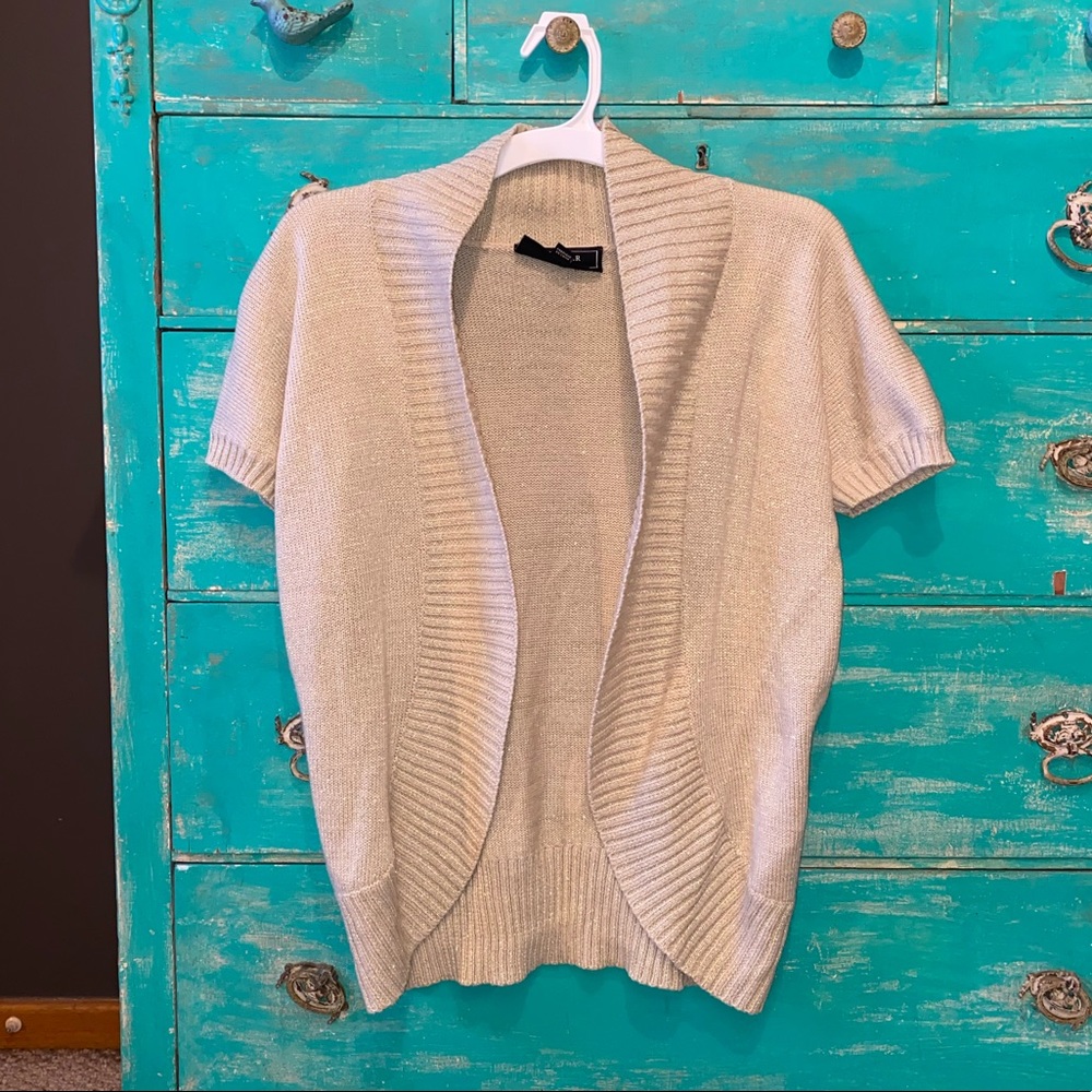 Tan and Gold Short Sleeved Cardigan